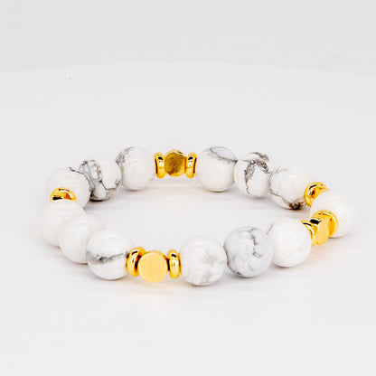 Timeless  Handmade White Gemstone Bracelet with Gold Accent - Relato.Jewelry