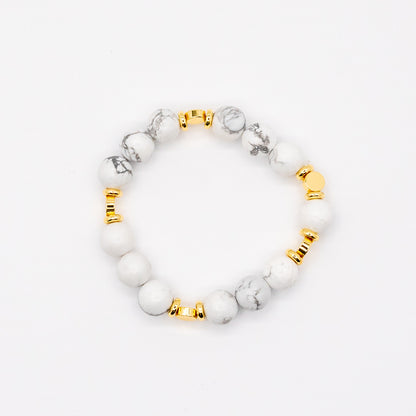 Timeless  Handmade White Gemstone Bracelet with Gold Accent - Relato.Jewelry