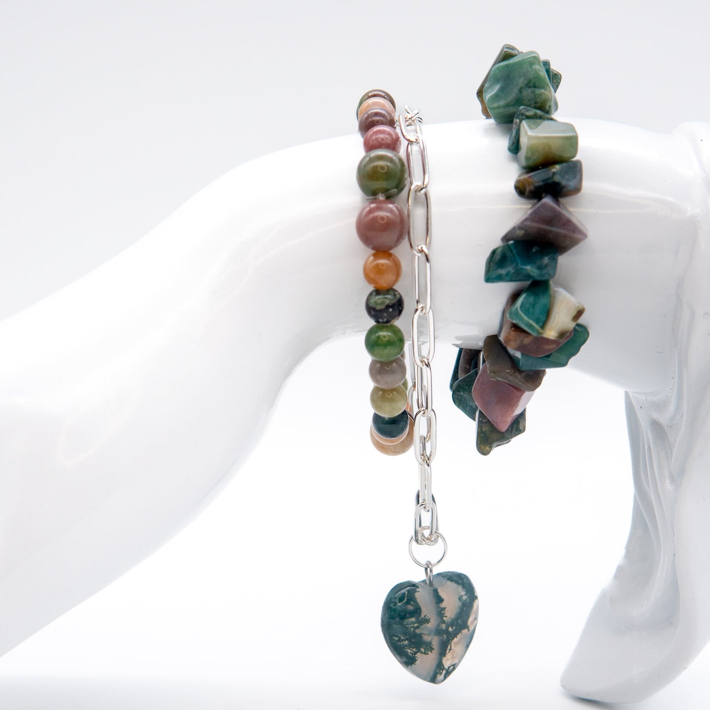 Green Heart Jade Pendant Accent Mix & Match Bracelet - Relato.Jewelry