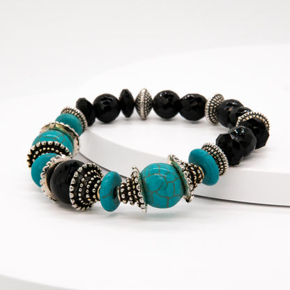 Dainty Boho Blue & Black  Beaded Bracelet - Relato.Jewelry