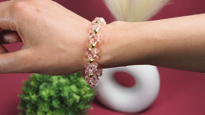 Handmade Water Pink Crystal Flower Bracelet